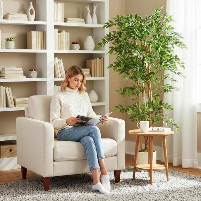 HOMCOM Faux Banians de 6pi, Ensemble de 2 Plantes Artificielles