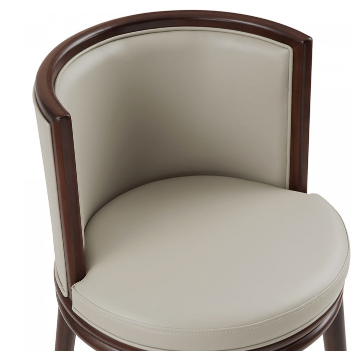 Tabouret de bar moderne en bois avec revetement en tissu couleur pierre Evalyn