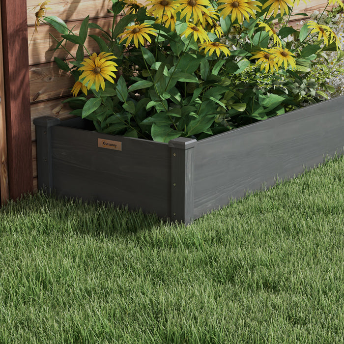 Outsunny Lit De Jardin Sureleve En Bois Avec 2 Jardinieres, Gris