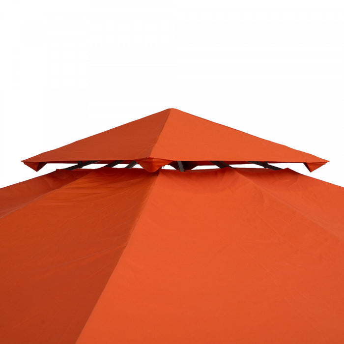 Outsunny 9,8 'x 9,8' Carre 2 Niveaux Gazebo Canopy Remplacement Couverture Superieure Pare-soleil Jardin Exterieur, Poterie Rouge