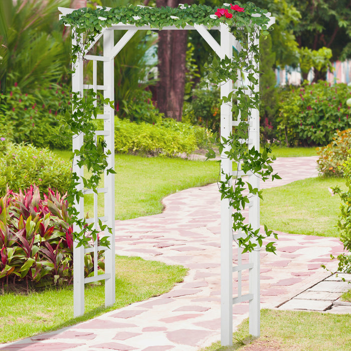 Outsunny Arbre De Jardin En Bois, Treillis D'arche De Jardin, Blanc