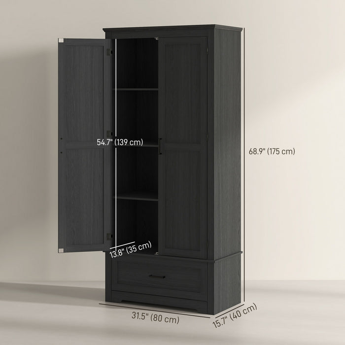 HOMCOM Armoire de rangement de cuisine avec etageres reglables, noir