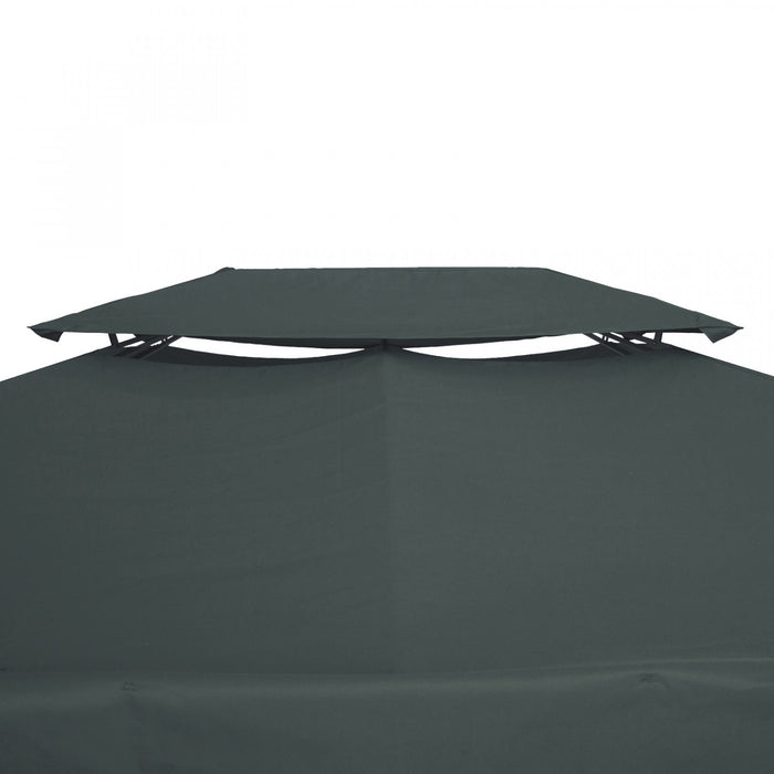 Outsunny 13' X 10' Toile De Rechange Pour Pavillon Tonnelle Tente Toit De Remplacement Gazebo De Jardin Tissu Polyester Haute Densite Anti-uv Gris