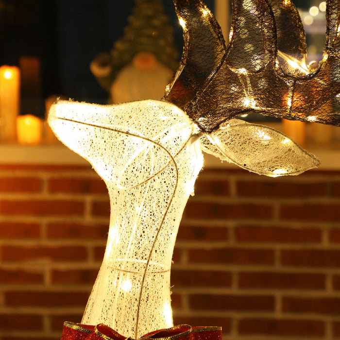 Outsunny Rennes de Noel illumine 3 pieces, decoration d'exterieur