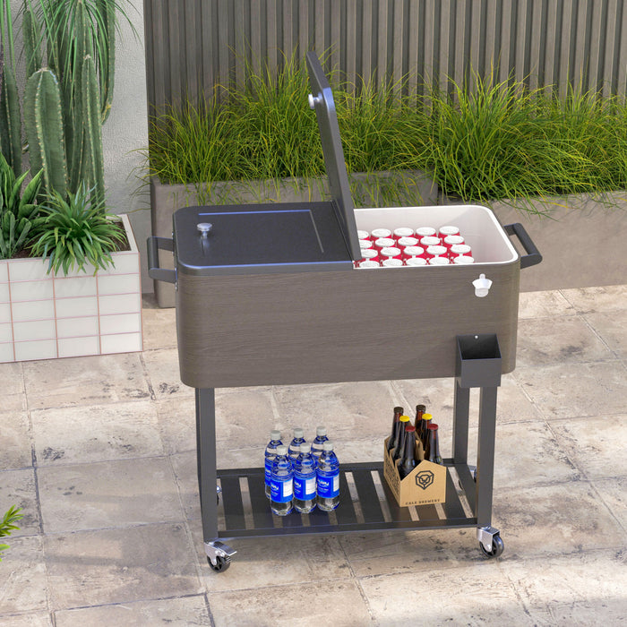 Outsunny Chariot isotherme De 67 L avec ouvre-bouteille, glaciere roulante