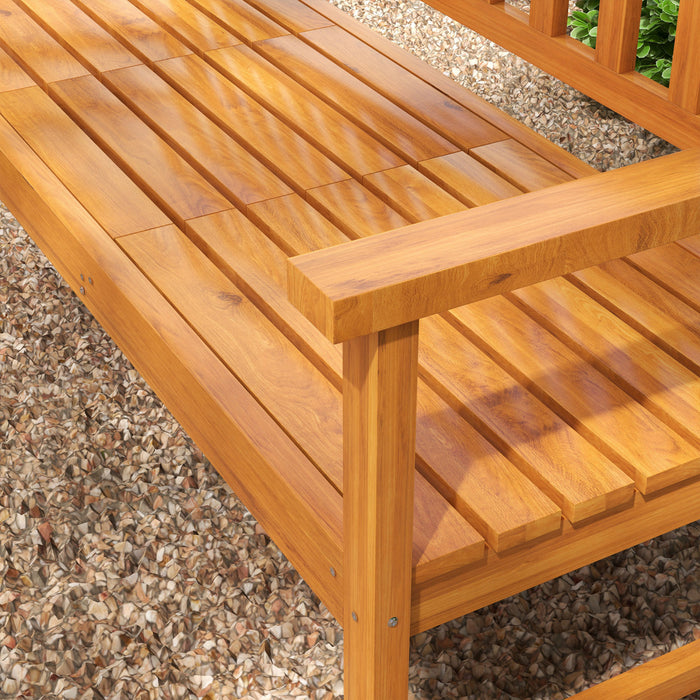 Outsunny Banc D'exterieur Avec Table Centrale Relevable, Banc De Jardin 60\"