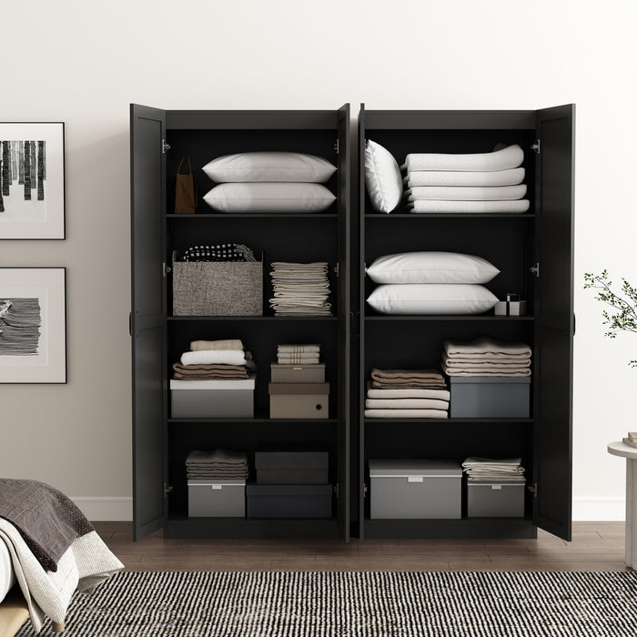 Armoire de rangement Cornelia Modern 30\" en noir (4 etageres) - Lot de 2