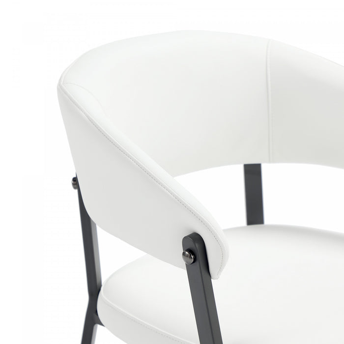 Chaise de salle a manger moderne en metal et tissu Belle, blanche - Lot de 2