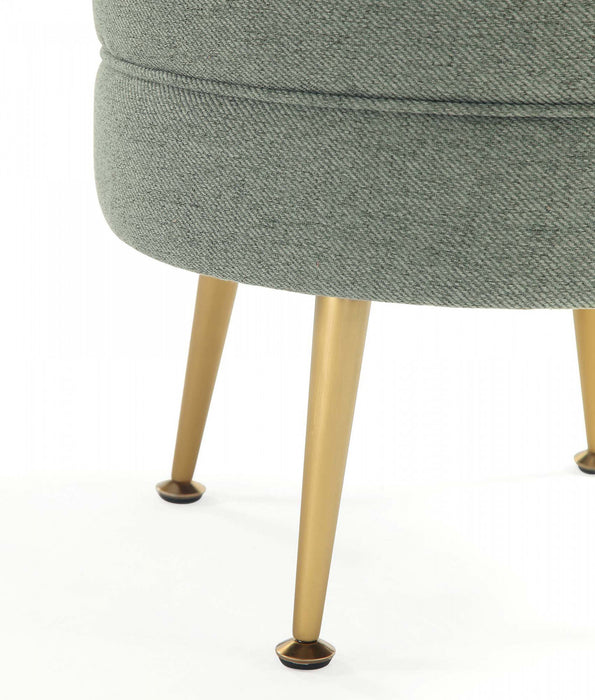 Lot de 2 poufs d’appoint rembourres Bailey style milieu du siecle en vert sauge