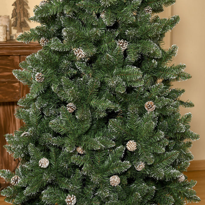 Homcom Arbre De Noel Floque De 7,5 Pieds Avec Pommes De Pin, Vert