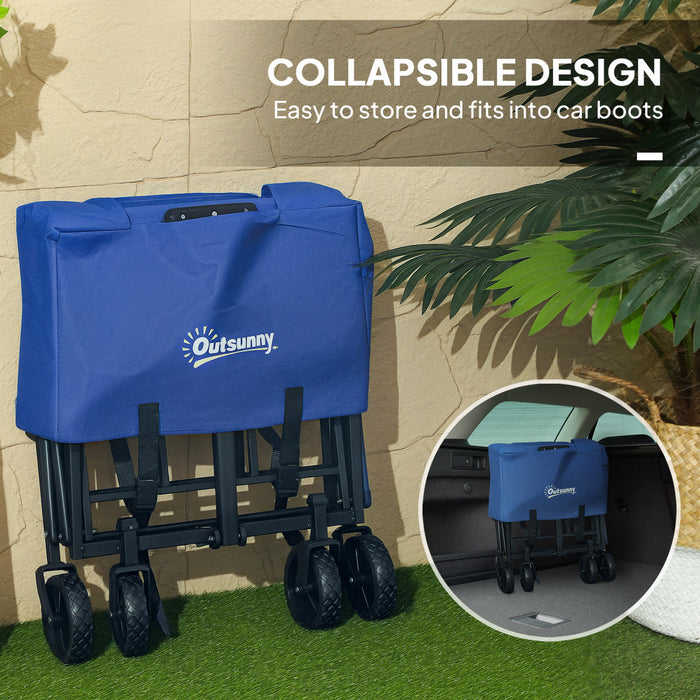 Outsunny Chariot Pliable, Chariot Utilitaire de Jardin, Bleu