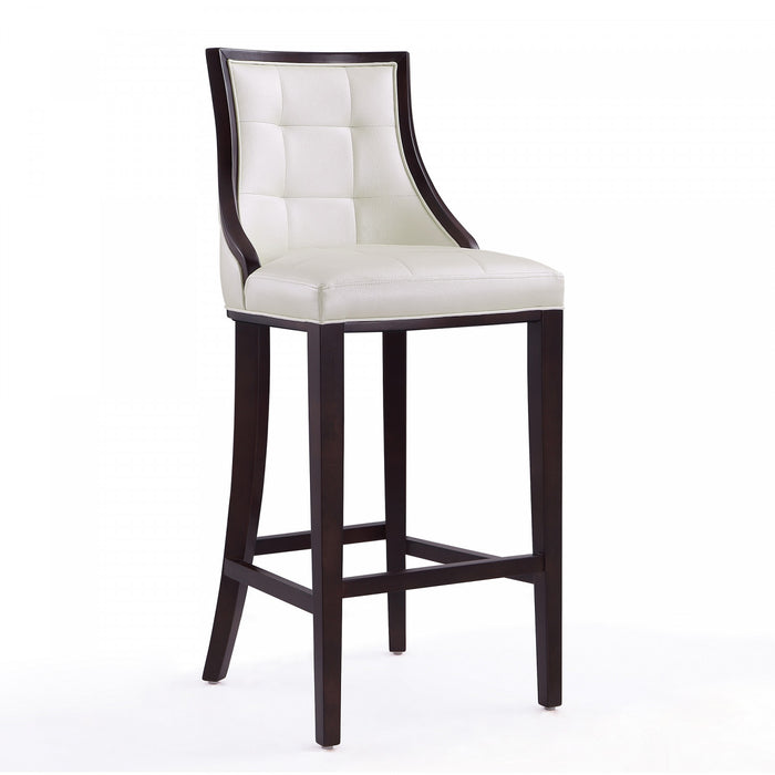Tabouret de bar traditionnel en bois Fifth Avenue avec assise rembourree, blanc perle – Lot de 3