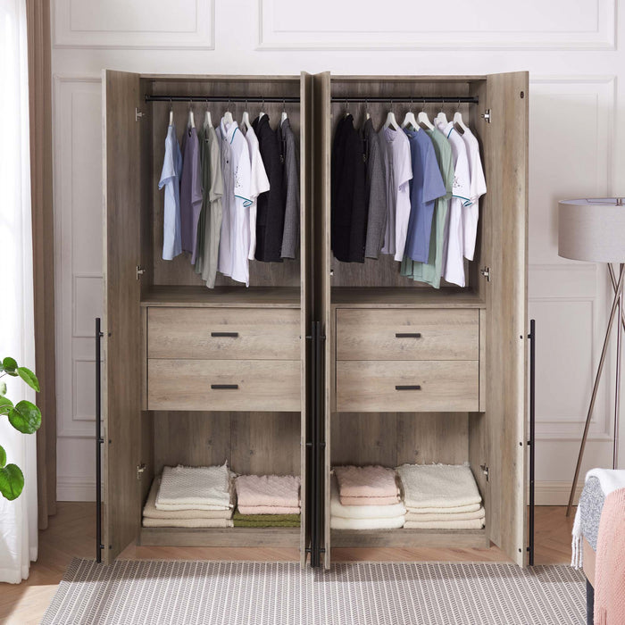 Armoire Lee Modern 32\" en gris rustique - Ensemble de 2