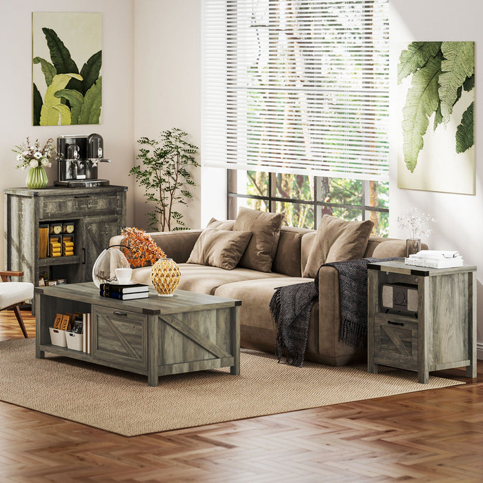 HOMCOM Armoire Porte Grange Rustique Buffet Ferme Moderne