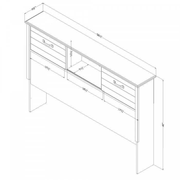 Ulysses Tete De Lit Bibliotheque Avec Portes Coulissantes - Myrtille