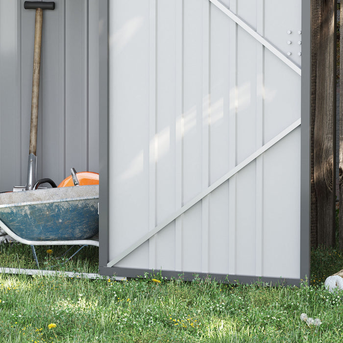 Outsunny 3.3' X 3.4' Abri De Jardin Avec Porte Verrouillable Gris