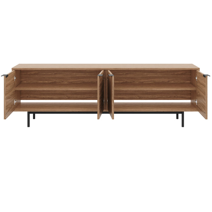 Meuble pour téléviseur Hamilton de Nordika de 70 po avec 4 armoires de rangement - noyer clair