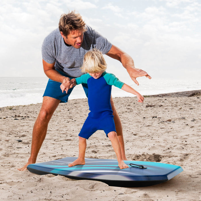Costway 41\" Body Board Leger Avec Eps Core Xpe Deck Hdpe Fond Croissant Tail Bleu
