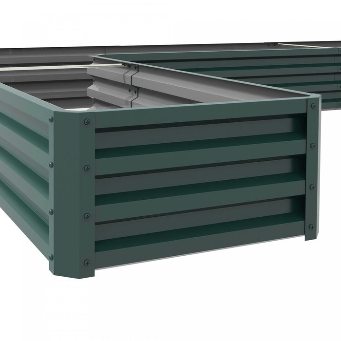 Outsunny Lit De Jardin Sureleve En Forme De L, 82\" X 109\" X 12'' Jardiniere En Acier Galvanise Avec Tiges Multi-renforcees Pour Legumes, Fleurs Et Herbes, Vert