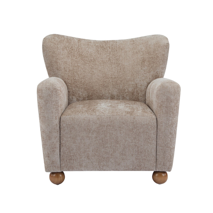 Wingate Fauteuil Aile Confortable en Tissu Premium et Pieds en Bois Massif, Brun Beige
