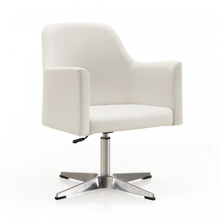 Fauteuil pivotant moderne en cuir vegetalien Pelo, blanc - Lot de 2