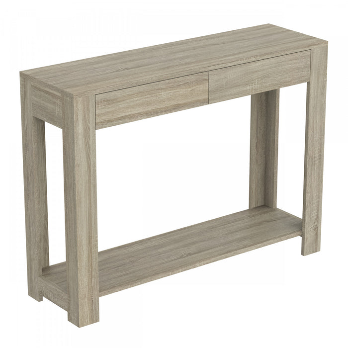 Console de 40 po avec 2 tiroirs et tablette - taupe foncé