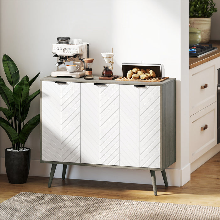 HOMCOM Armoire de rangement buffet armoire d'appoint etageres reglables