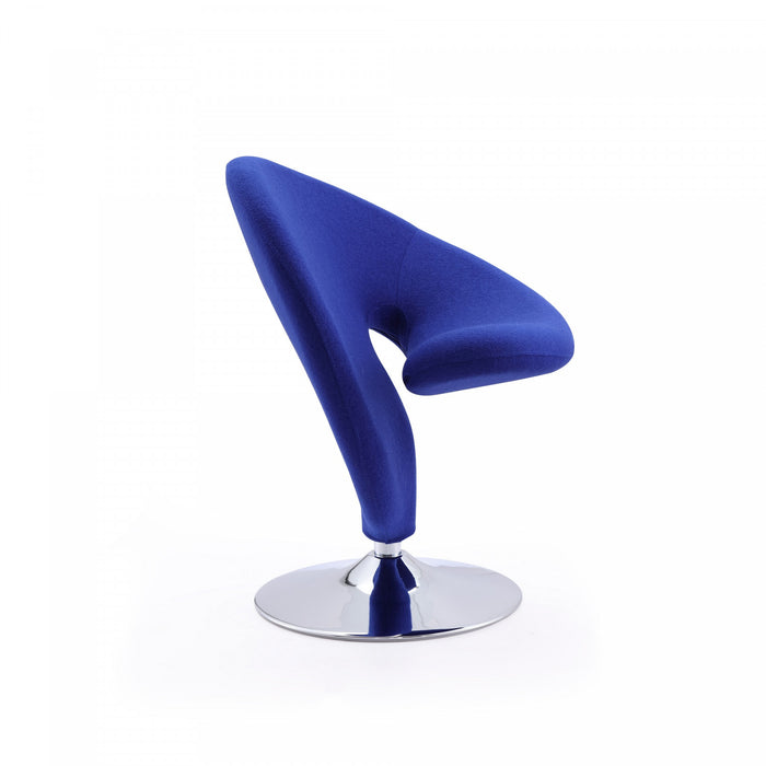 Fauteuil pivotant moderne en laine melangee Curl bleu - Lot de 2