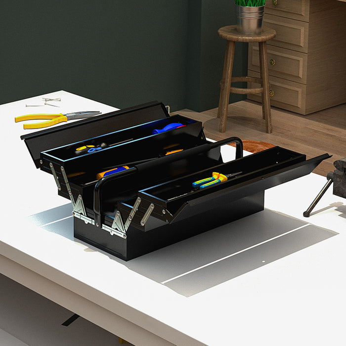 Durhand Boite A Outils En Metal, Coffre A Outils En Acier Avec Poignee Noir