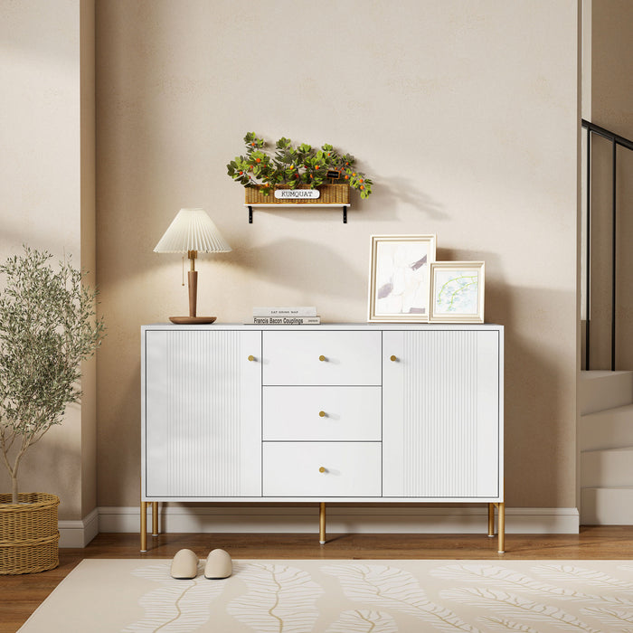 Buffet HOMCOM 120 cm avec 3 Tiroirs et 2 Portes Buffet Moderne Blanc