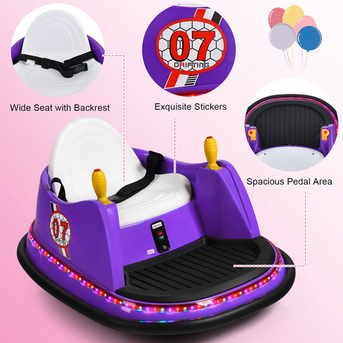 Costway 12v Vehicule 360¡a Spin Race Toy Kids Ride Sur La Voiture Pare-chocs W / Telecommande Violet