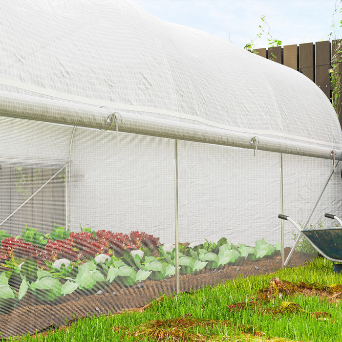 Outsunny Serre Tunnel 19,5' X 10' Avec Porte A Parois Laterales En Maille