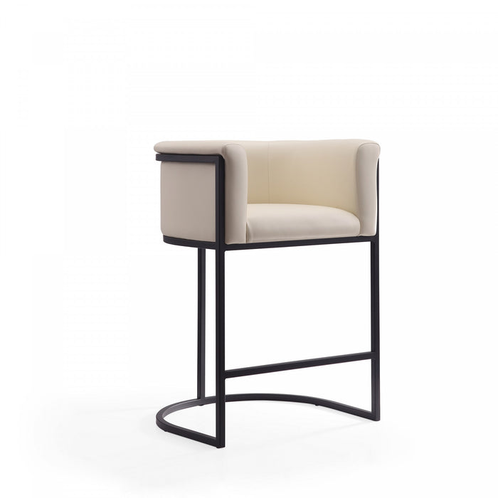 Tabouret de comptoir moderne du milieu du siecle en metal et tissu creme Cosmopolitan - Lot de 3