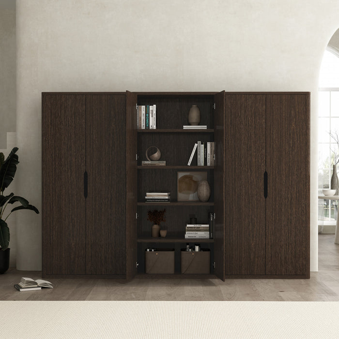 Armoire bibliotheque moderne Rivington 38\" en noyer - Ensemble de 3