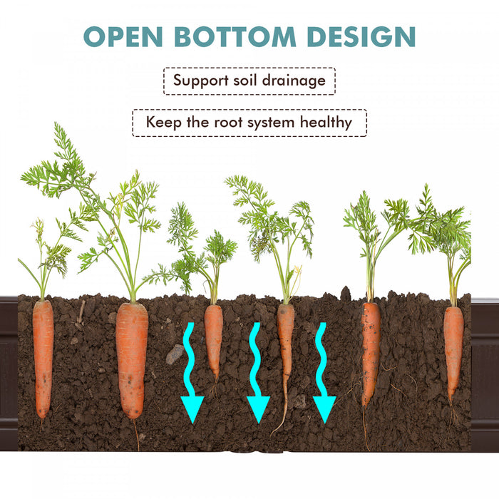 Cloture De Jardin, Bordures Pour Jardin Avec Fond Ouvert, Cloture De Jardin Plastique Avec Connexions Solides Par Charnieres, Configuration Flexible, Pour Jardin, Arriere-cour Et Serre, Avec 8 Panneaux, Marron