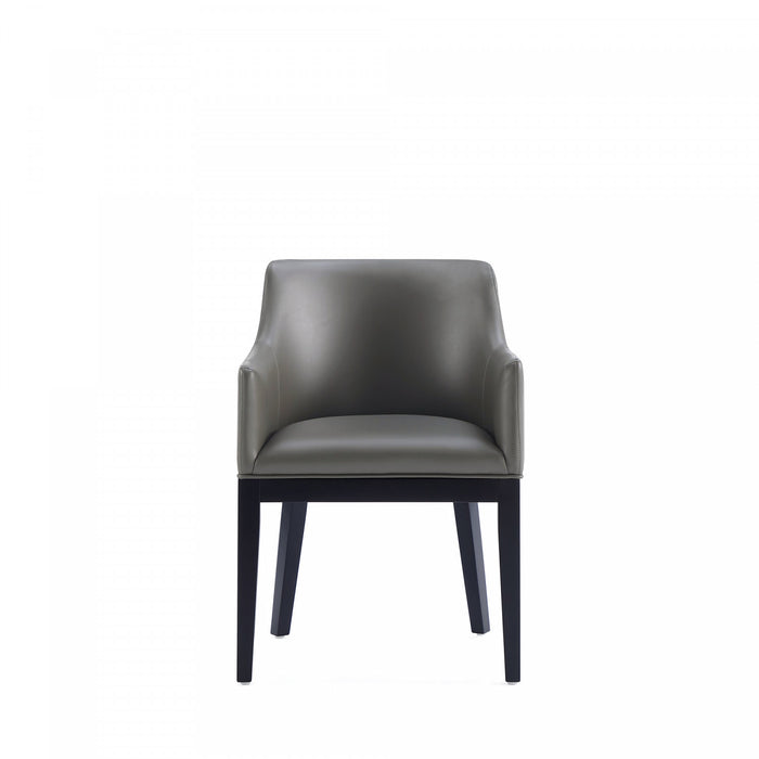 Fauteuil moderne Gansevoort en bois et cuir vegetalien graphite - Lot de 2