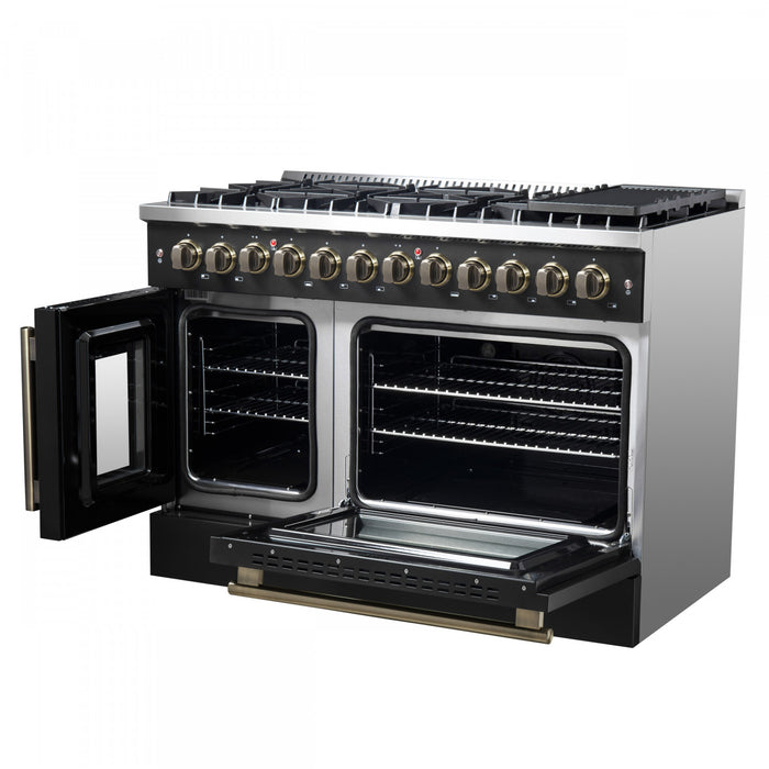Cuisniniere a combustible Galiano de 48 po, noire, doubles fours de 6,58 pi³ – FFSGS6356-48BLK