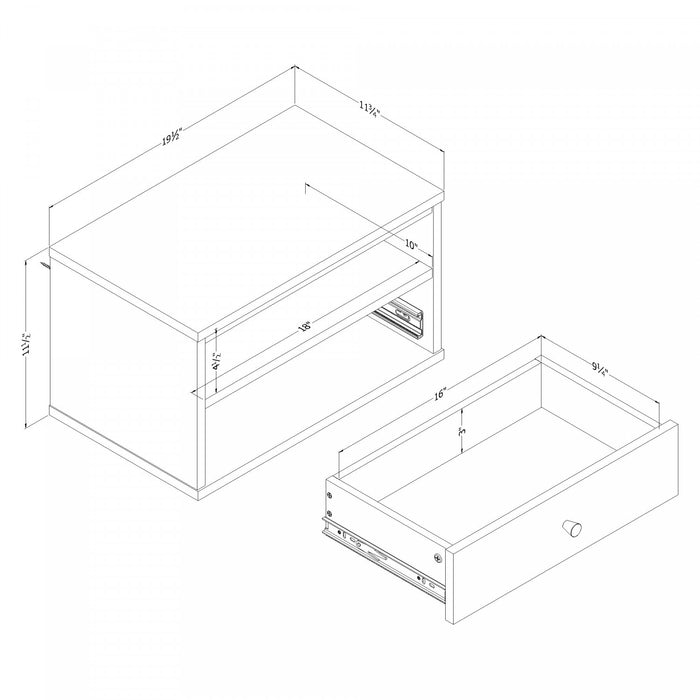 Sazena Table De Chevet Flottante Avec Eclairage Del - Blanc Solide