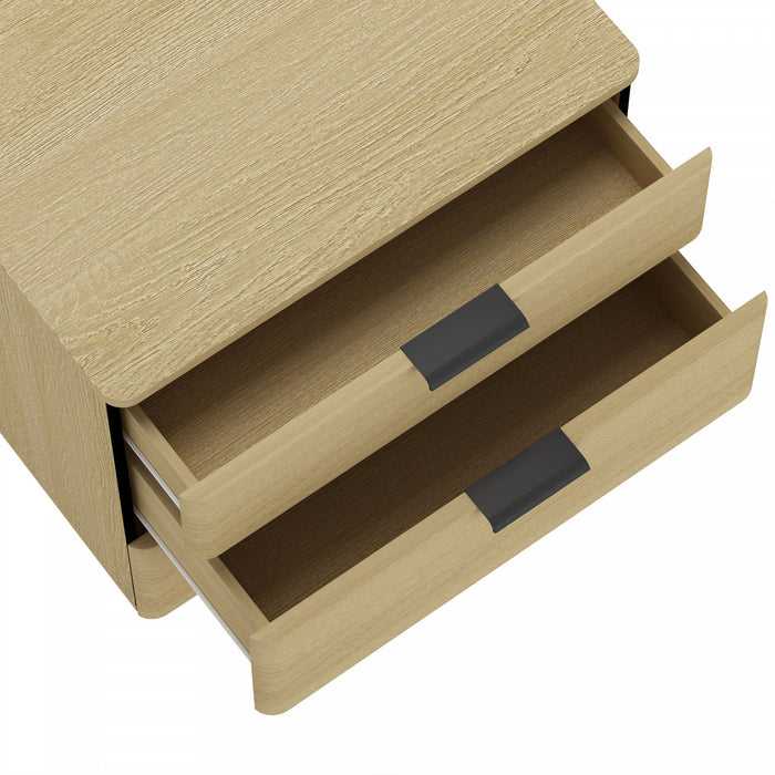 Table de nuit moderne Payton 66 cm en chene naturel (3 tiroirs) - Lot de 2