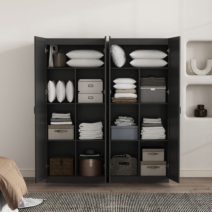 Armoire de rangement Cornelia Modern 30\" en noir (7 etageres) - Lot de 2