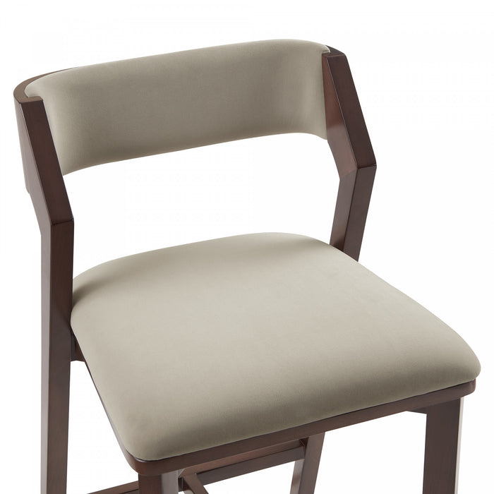 Tabouret de comptoir moderne Patricia en bois avec revetement en lin