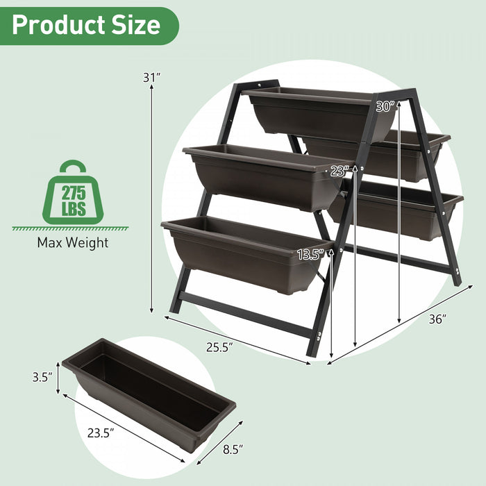 Support De Fleurs D’echelle, Rack A Plantes Avec Pots De Fleurs, Etagere A Fleurs Avec 5 Pots, Charge Maximale 25 Kg, Cadre Robuste En Fer, Ideal Pour Balcon, Jardin, 91 X 65 X 79 Cm