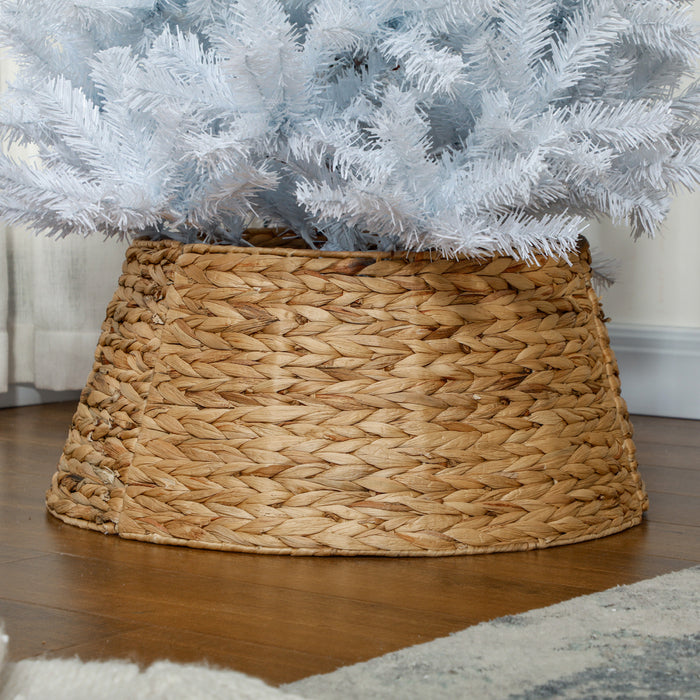 Homcom Cache-pied De Sapin De Noel En Jacinthe Tressee De 24 Po, Naturel