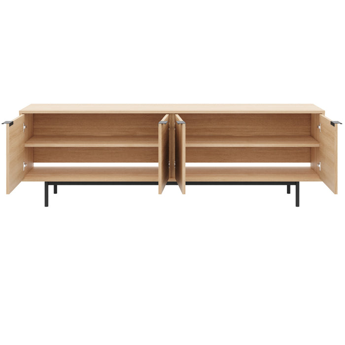 Meuble pour téléviseur Hamilton de Nordika de 70 po avec 4 armoires de rangement - chêne blond naturel