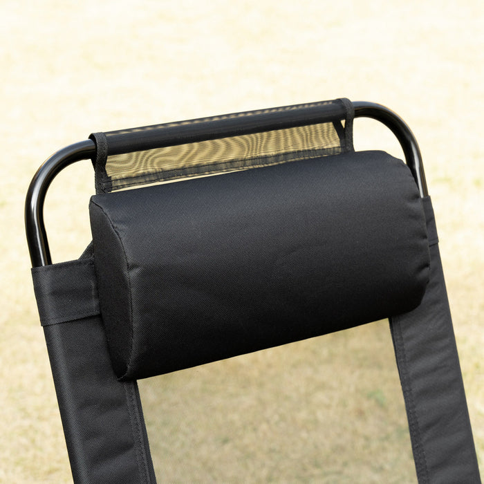 Outsunny Ensemble De 2 Chaises De Patio Pliantes Inclinables, Noir