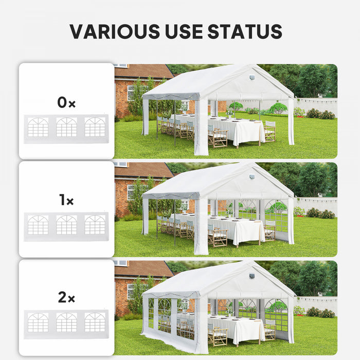Outsunny Chapiteau 6 x 4 m, Tente de Reception Robuste avec Fenetres, Blanc