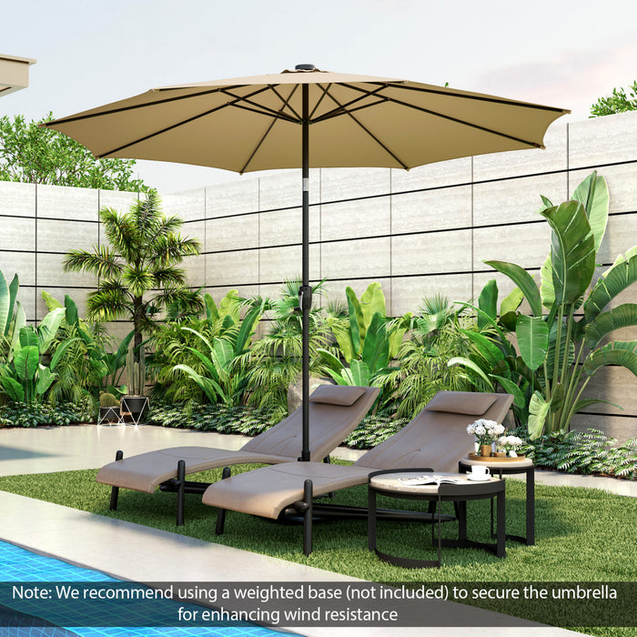 Costway Parasol de table de patio 10 FT avec 112 LED solaire, inclinaison avec manivelle, exterieur beige