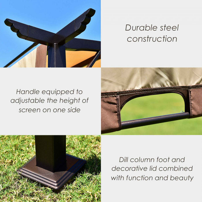 12’ X 9’ Kit Pergola Cadre Metallique Couvert Couvert De Gazebo Abri De Patio
