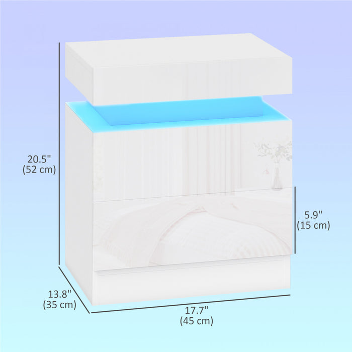 HOMCOM Table de chevet, table d'appoint avec lumieres LED, pour chambre