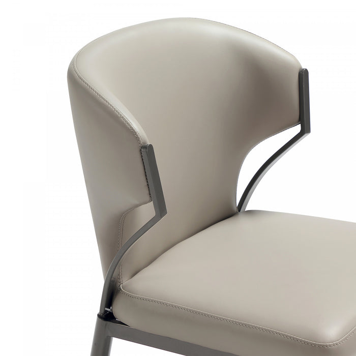 Chaise de salle a manger moderne en cuir vegetalien et metal Kirsten, gris clair - Lot de 4